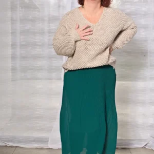 Jupe longue plissée vert