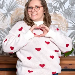 Pull femme coeur