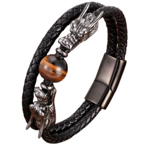 Bracelet Dragon Cuir et Perle