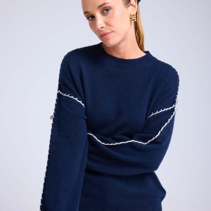 Clarisse bleu marine blanc