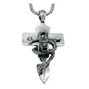 Pendentif Dragon  Croix Mémorielle (Acier)