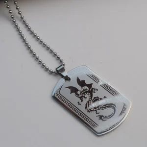 Collier Dragon  Plaque d'Acier