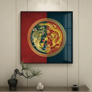 Toile Dragon et Phoenix Yin Yang