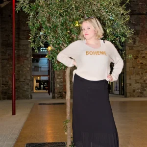 Jupe longue plissée noir Garance