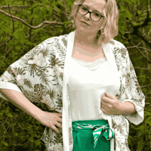 Kimono court feuille salvia