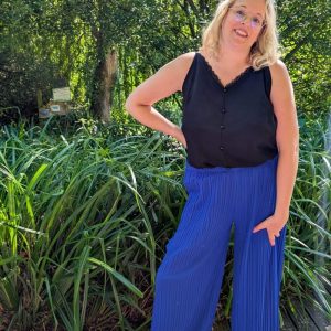 Pantalon plissé bleu roi