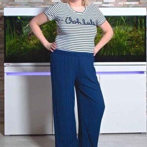 Pantalon plissé fluide marine