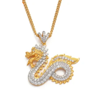 Collier Dragon  Strass Doré