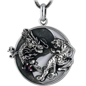 Pendentif Dragon  & Tigre (Argent)