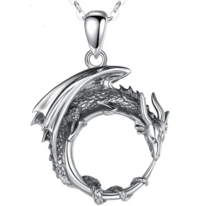 Pendentif Dragon Cercle Eternel (Argent)
