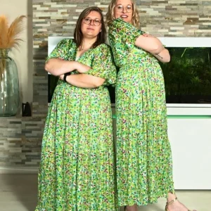 Robe longue imprimé vert clair