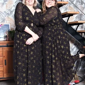 Robe longue noir et doré