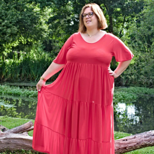 Robe longue rouge scabieuse