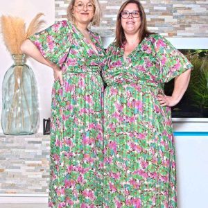 robes longues fleuries verte