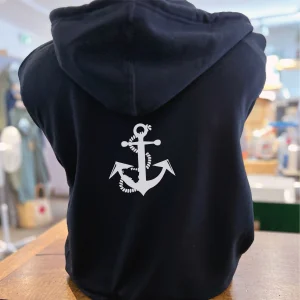 SWEAT  BLEU MARINE Zippé Capuche Mixte