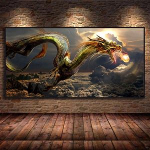 Toile Dragon Boule de Feu