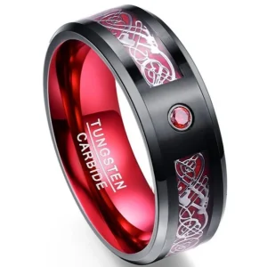 Anneau Dragon Celtique Rouge