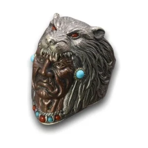 Bague Vintage  Tête Indien Turquoise