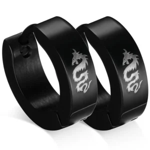 Boucles d'Oreilles Dragon  Anneau Magique (Acier)