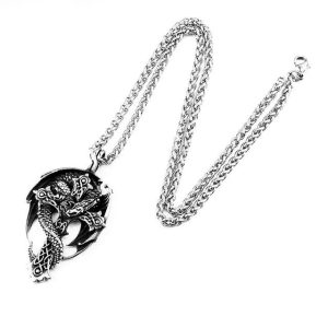 Pendentif Dragon  Croix Gothique Celte (Acier)