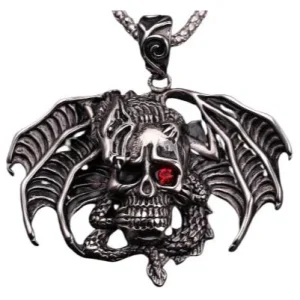 Pendentif Dragon  Tête de Mort (Acier)
