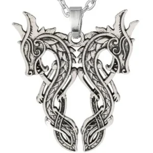 Pendentif Dragon  Double Viking (Acier)