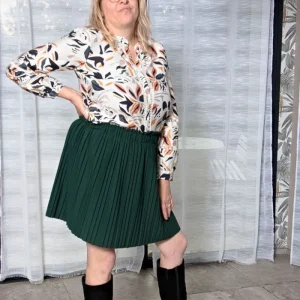 Jupe courte plissée verte Ondine