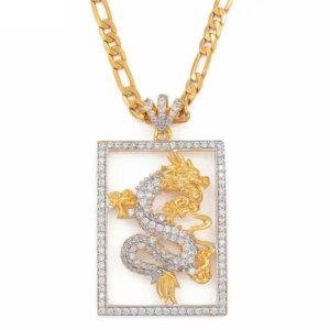 Pendentif Dragon  Argent Doré