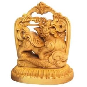 Statue Dragon  Porte-Bonheur Chinois (Bois)