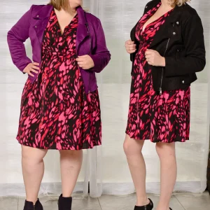Robe courte rose et noir
