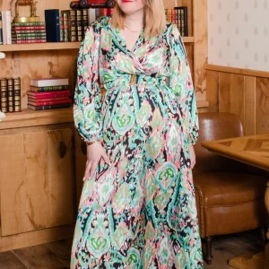 robe longue imprimé vert Aloes