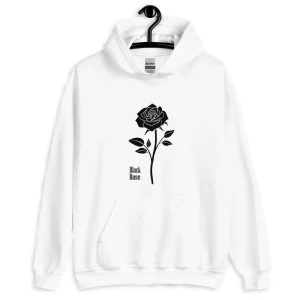 Sweat à capuche blanc - Rose noire