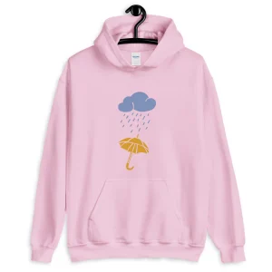 Sweat à capuche rose logo nuage et parapluie